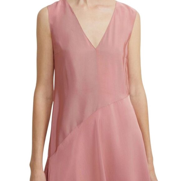 NEW THEORY V Neck Asymmetrical Mauve Maxi Slip Dress - Picture 3 of 9